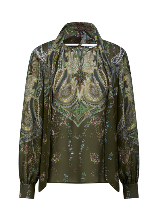 Riani Olive Paisley Print Blouse