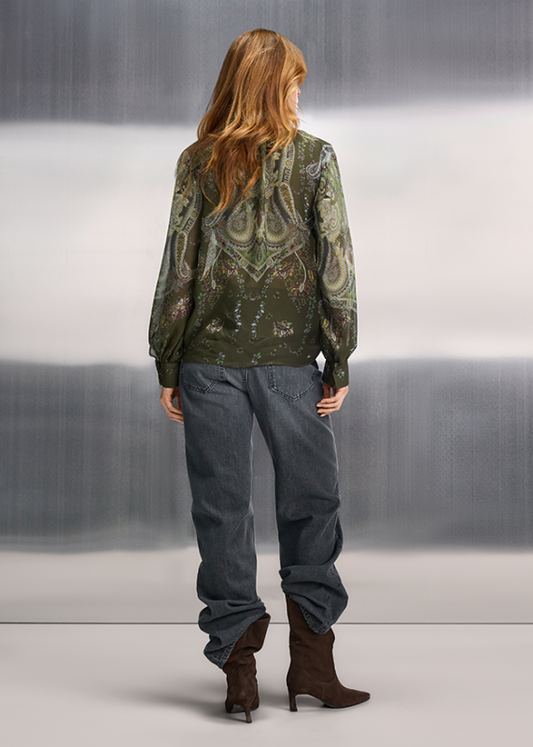 Riani Olive Paisley Print Blouse