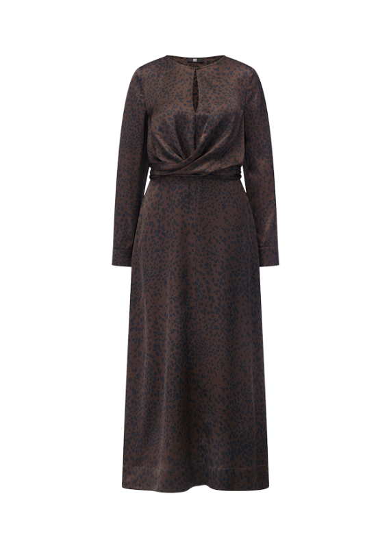 Riani Brown/Grey Jersey Maxi Dress With Twist Detail