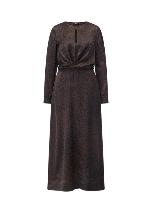 Riani Brown/Grey Jersey Maxi Dress With Twist Detail