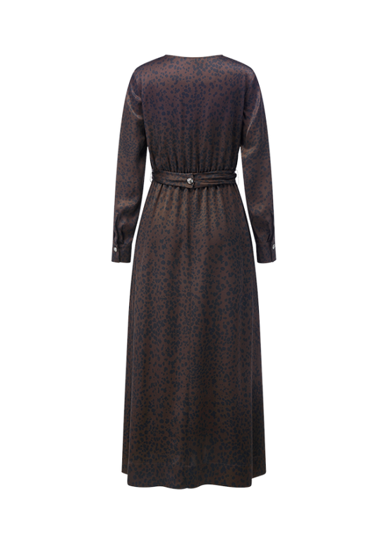 Riani Brown/Grey Jersey Maxi Dress With Twist Detail