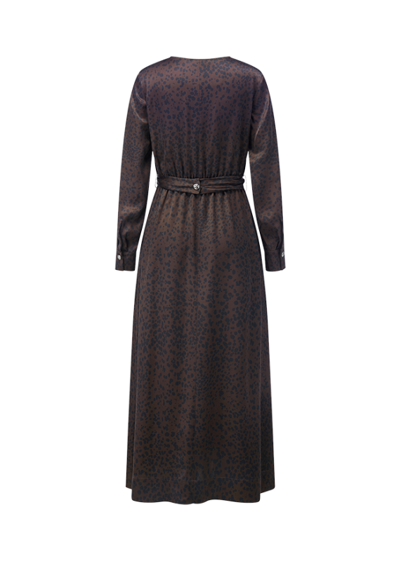 Riani Brown/Grey Jersey Maxi Dress With Twist Detail