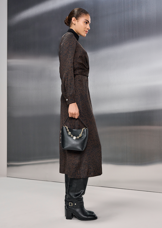 Riani Brown/Grey Jersey Maxi Dress With Twist Detail