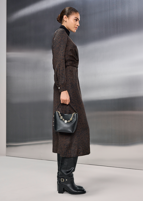 Riani Brown/Grey Jersey Maxi Dress With Twist Detail