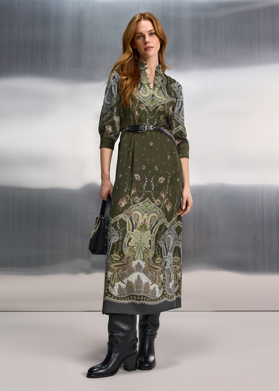 Riani Olive Midi Dress With Paisley Print