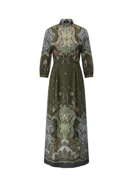 Riani Olive Midi Dress With Paisley Print