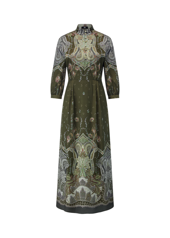 Riani Olive Midi Dress With Paisley Print