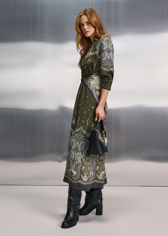 Riani Olive Midi Dress With Paisley Print