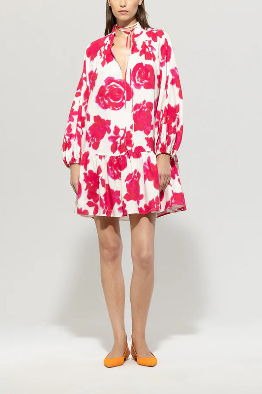 Luisa Cerano rose print mini dress 718572