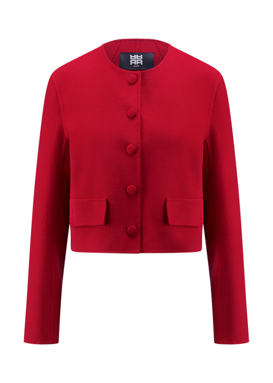 Riani Red Collarless Double-Face Jacket