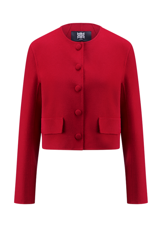 Riani Red Collarless Double-Face Jacket