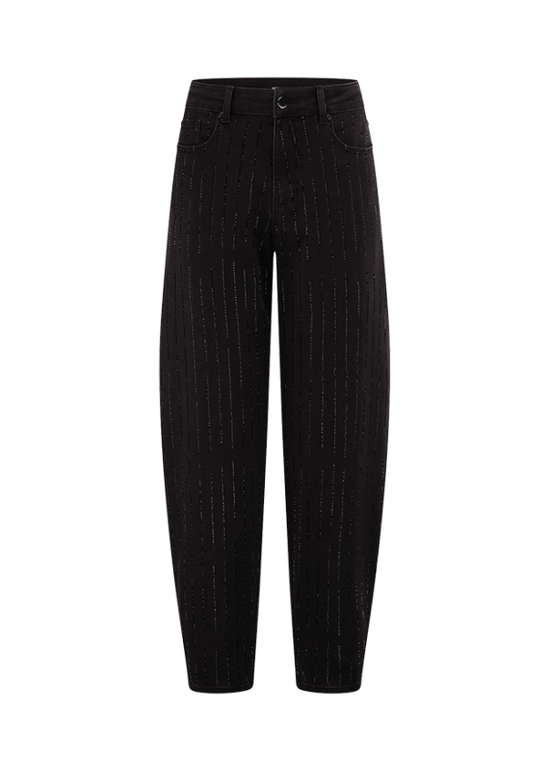 Riani Black Barrel-Leg Jeans in Sparkle Denim