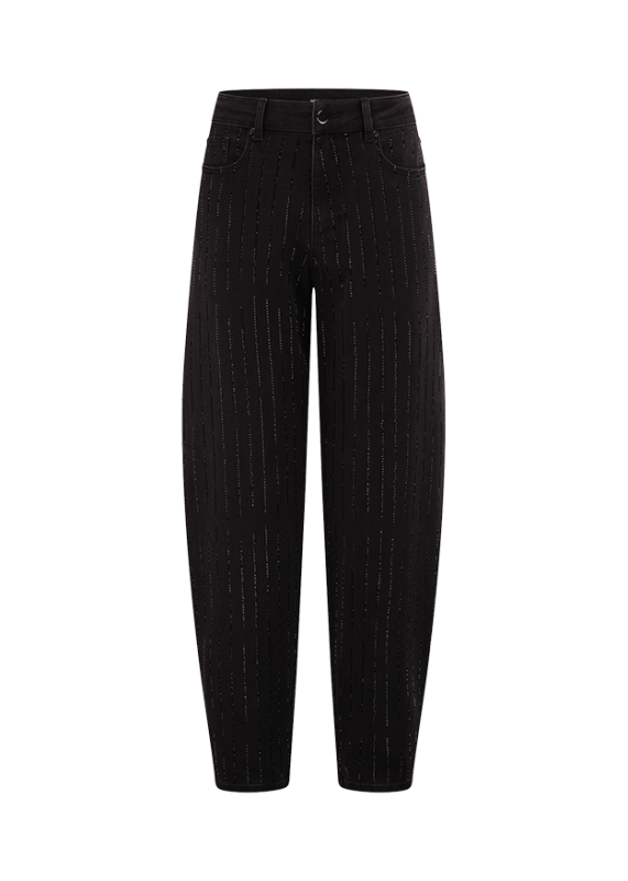 Riani Black Barrel-Leg Jeans in Sparkle Denim