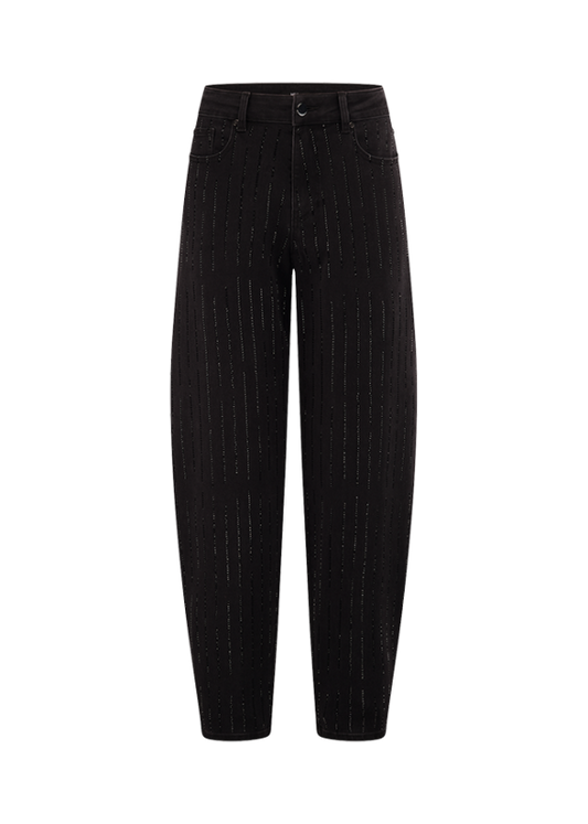Riani Black Barrel-Leg Jeans in Sparkle Denim