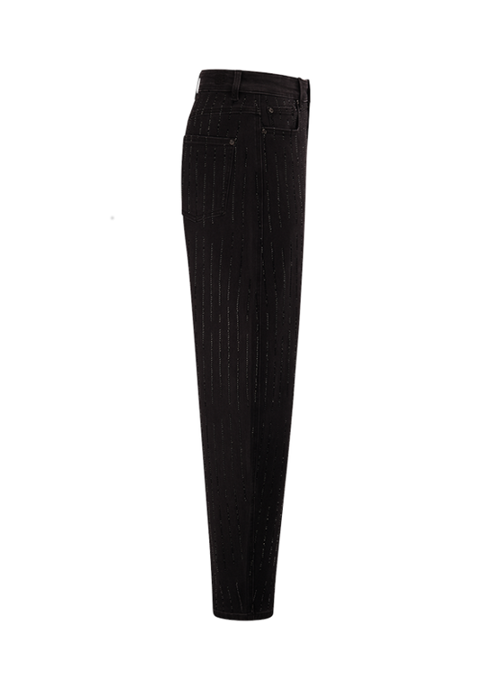 Riani Black Barrel-Leg Jeans in Sparkle Denim