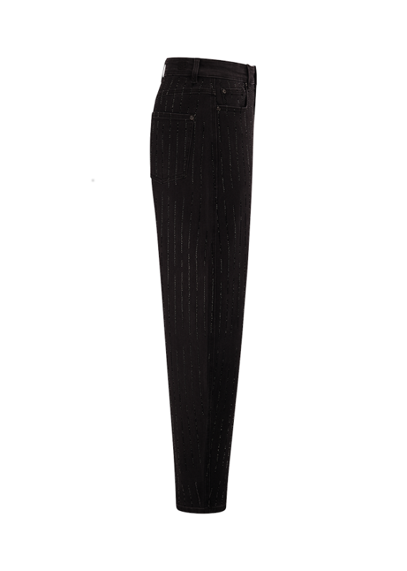 Riani Black Barrel-Leg Jeans in Sparkle Denim
