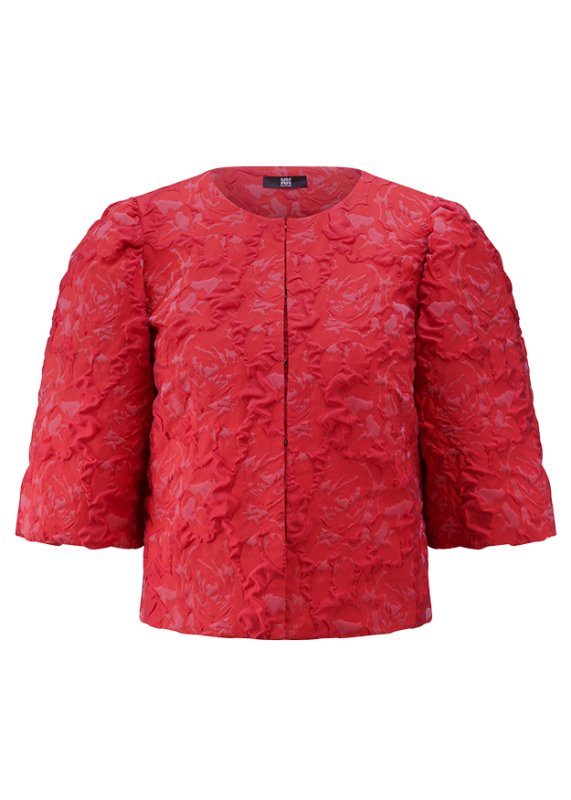 Riani Red Structured Blouse with Puff Sleeves