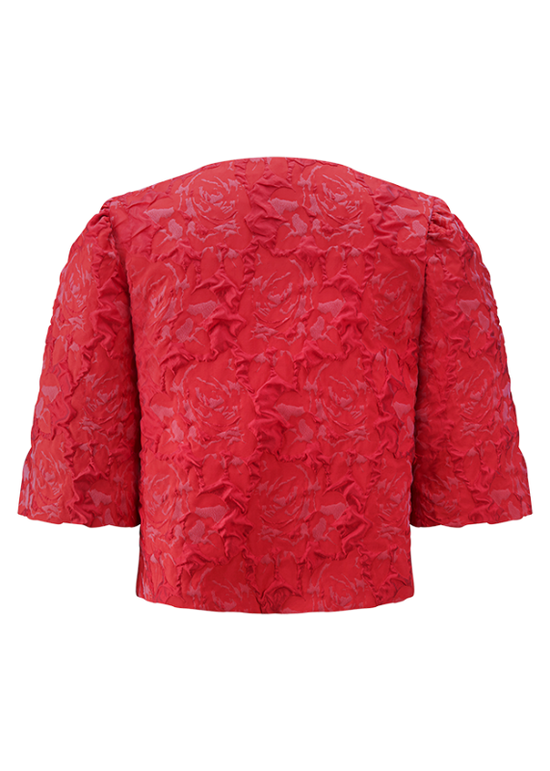 Riani Red Structured Blouse with Puff Sleeves