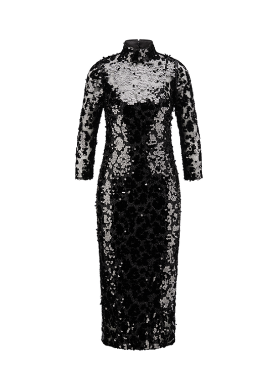 Riani Black Maxi Mesh Dress with Sequins