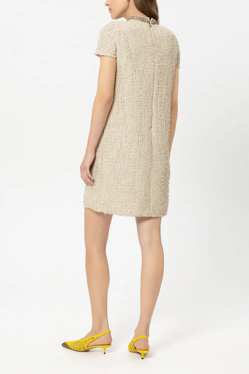 Luisa Cerano Light Camel Tweed Shift Dress 738627