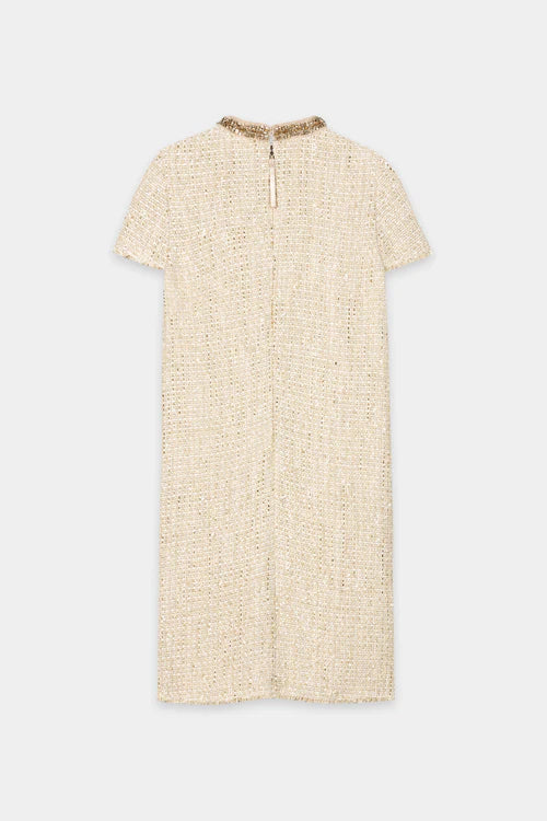 Luisa Cerano Light Camel Tweed Shift Dress 738627