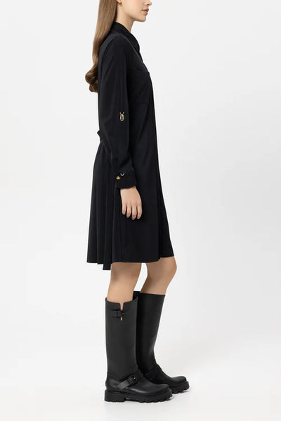 Luisa Cerano Black Soft Shell Shirt Dress 738630