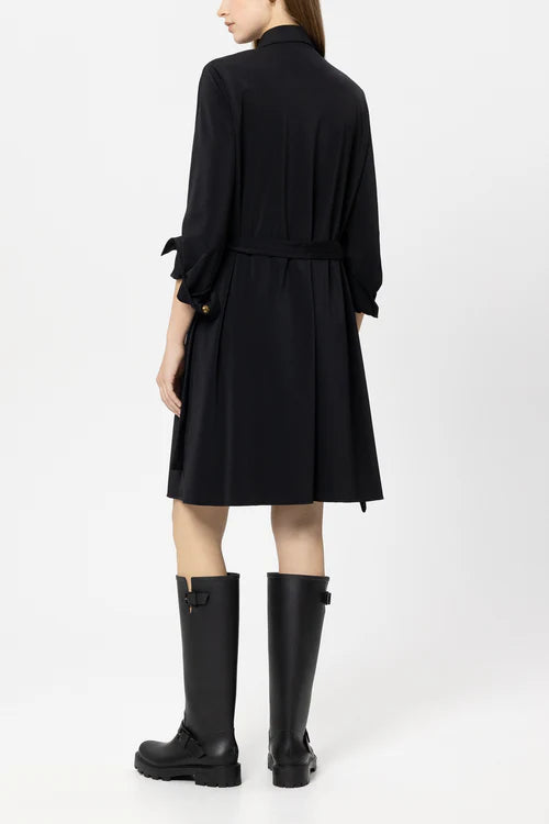 Luisa Cerano Black Soft Shell Shirt Dress 738630