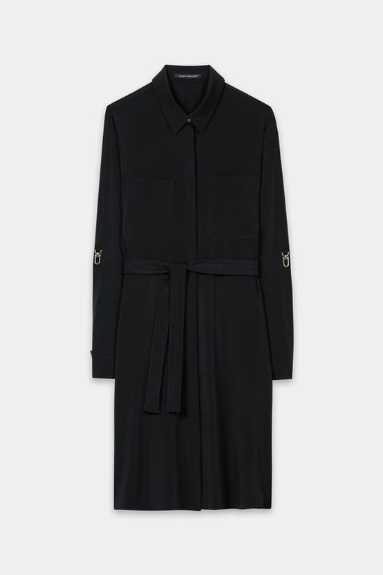 Luisa Cerano Black Soft Shell Shirt Dress 738630