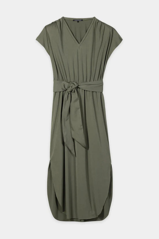 Luisa Cerano Khaki V-Neckline Cap Sleeve Soft Shell Dress