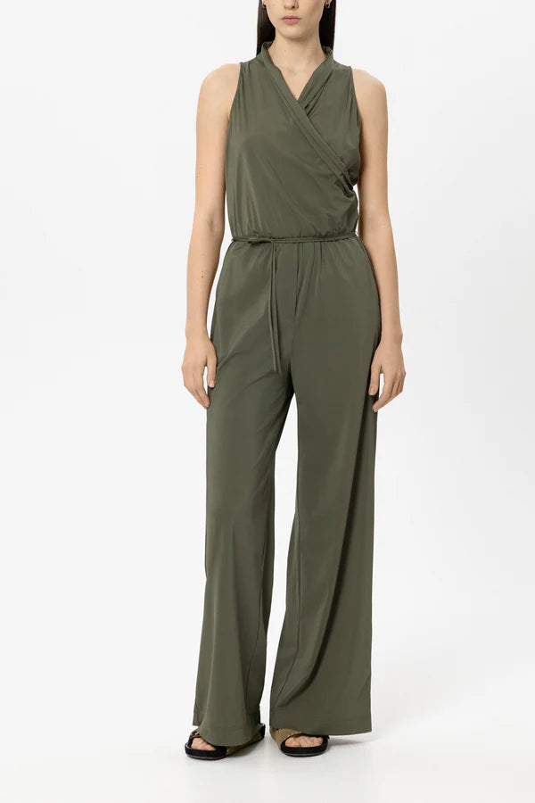 Luisa Cerano Khaki Sleeveless Softshell Jumpsuit 