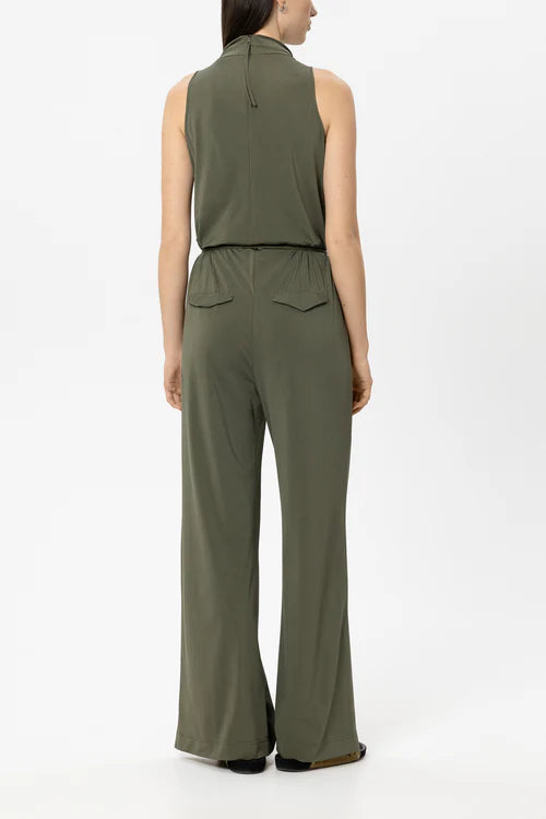 Luisa Cerano Khaki Sleeveless Softshell Jumpsuit 