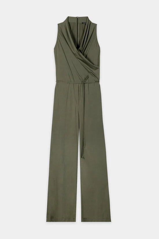 Luisa Cerano Khaki Sleeveless Softshell Jumpsuit 