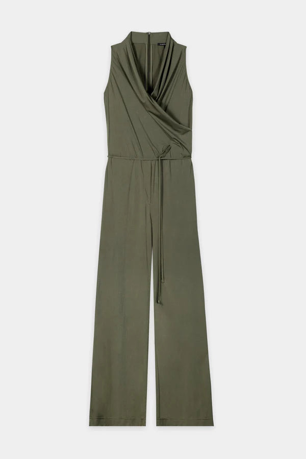 Luisa Cerano Khaki Sleeveless Softshell Jumpsuit 