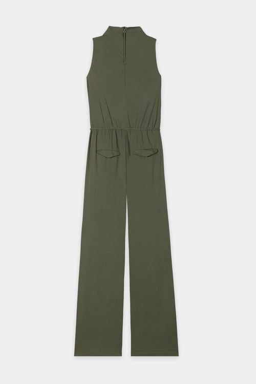 Luisa Cerano Khaki Sleeveless Softshell Jumpsuit 