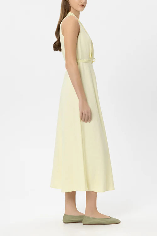 Luisa Cerano Citrus Linen Blend Sleeveless Midi Dress 