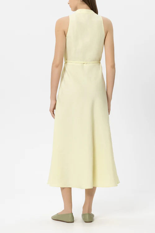 Luisa Cerano Citrus Linen Blend Sleeveless Midi Dress 