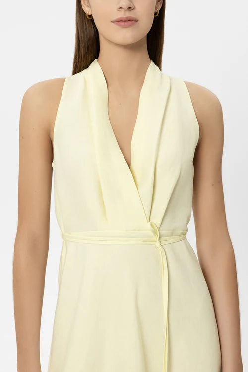 Luisa Cerano Citrus Linen Blend Sleeveless Midi Dress 