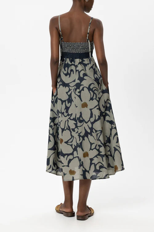 Luisa Cerano Strappy Ramie Dress with Flower Print 738653