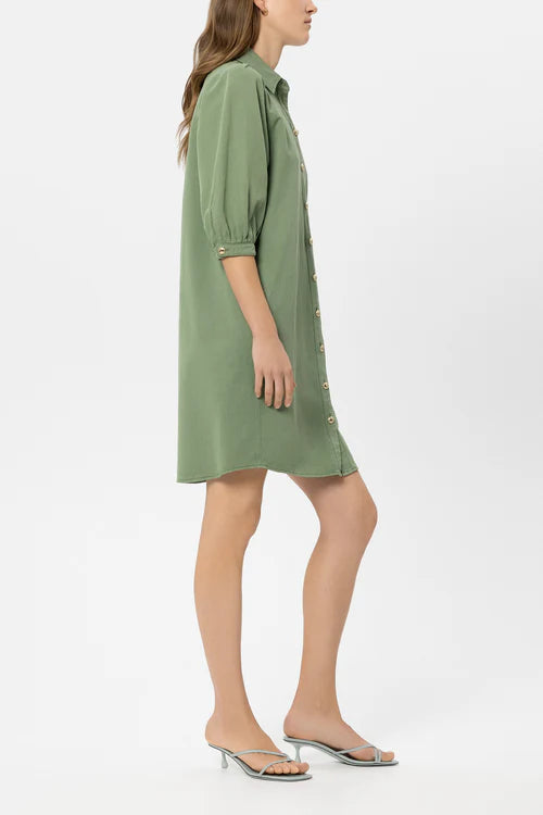 Luisa Cerano Green Linen Blend Shirt Dress