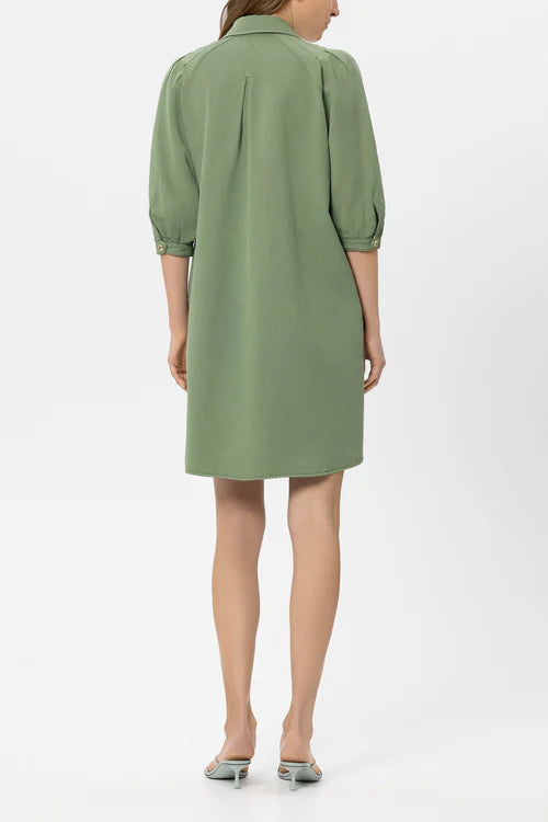 Luisa Cerano Green Linen Blend Shirt Dress 738694