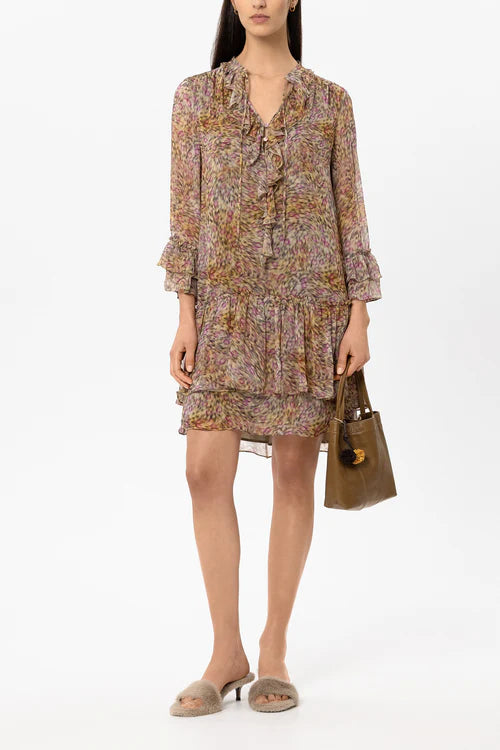 Luisa Cerano Short Boho Dress in Animal Print