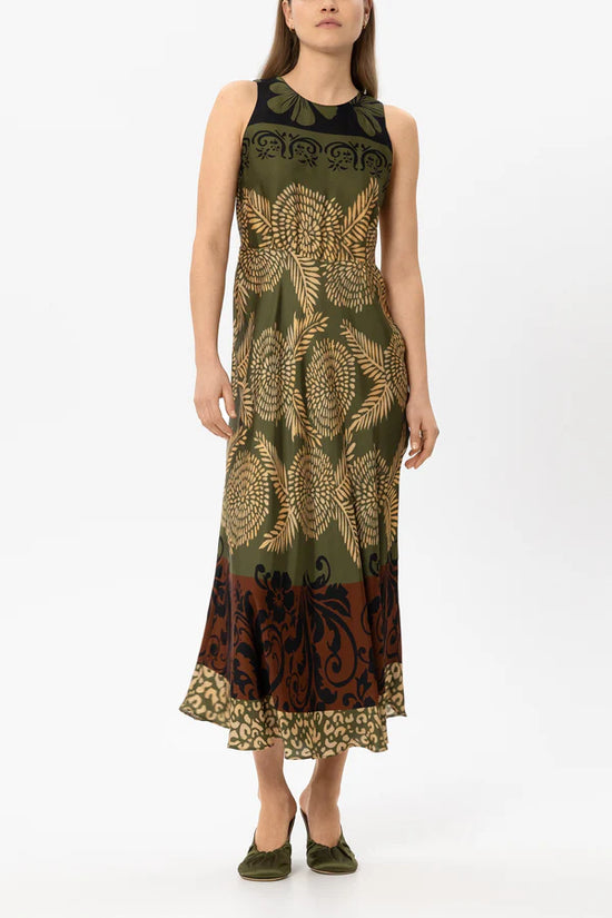 Luisa Cerano Multi-Coloured Leaf Print Sleeveless Maxi Dress