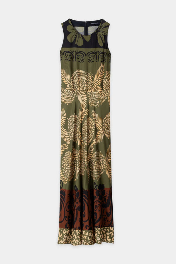 Luisa Cerano Multi-Coloured Leaf Print Sleeveless Maxi Dress