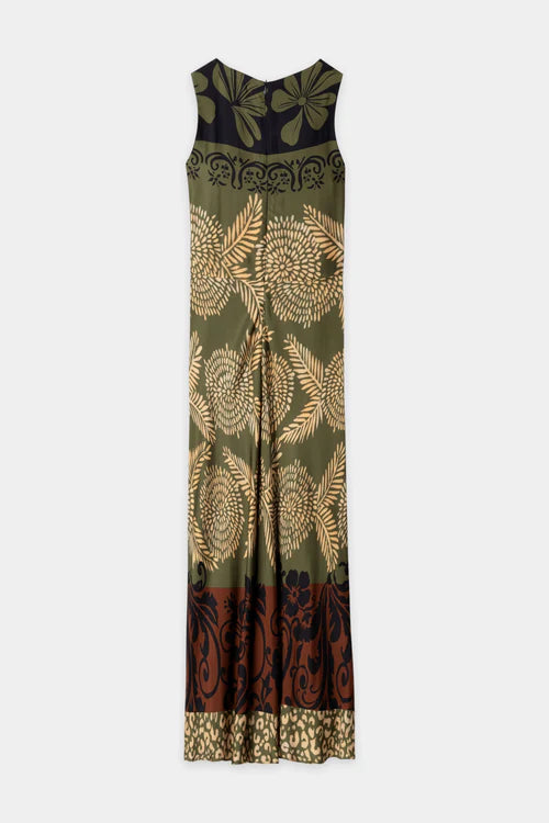 Luisa Cerano Multi-Coloured Leaf Print Sleeveless Maxi Dress