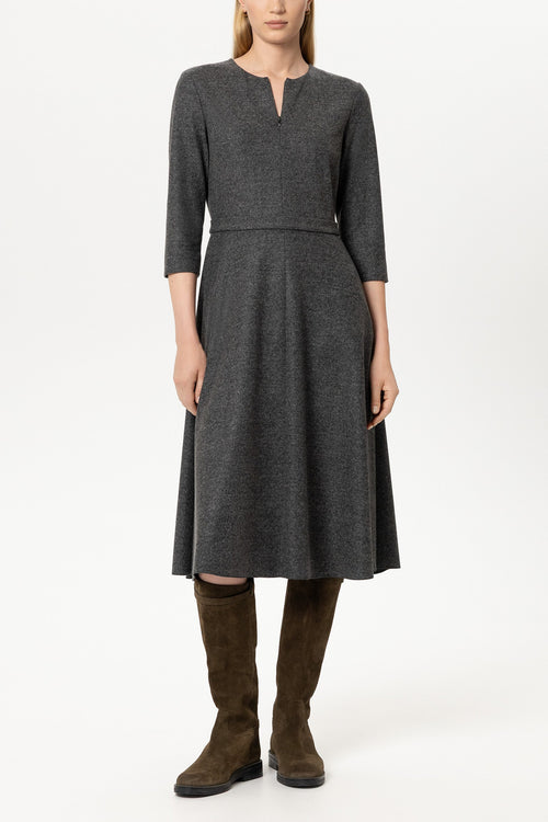 Luisa Cerano Anthracite Punto di Milano Midi Dress 
