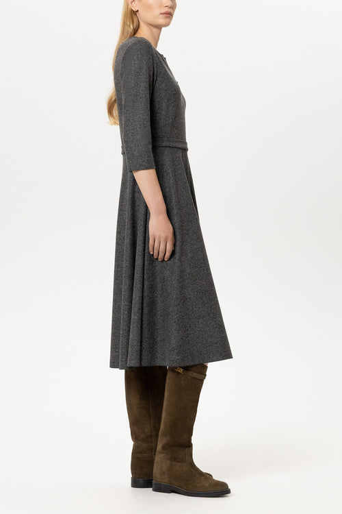 Luisa Cerano Anthracite Punto di Milano Midi Dress 