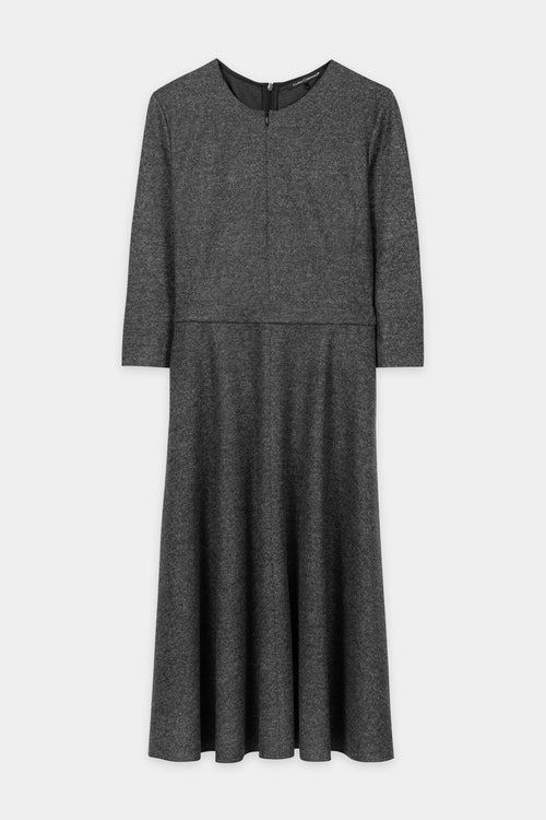 Luisa Cerano Anthracite Punto di Milano Midi Dress 