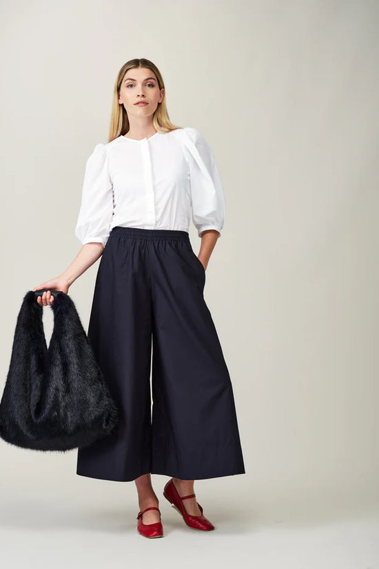 Helen Moore Navy Oversize Faux Fur Triangle bag