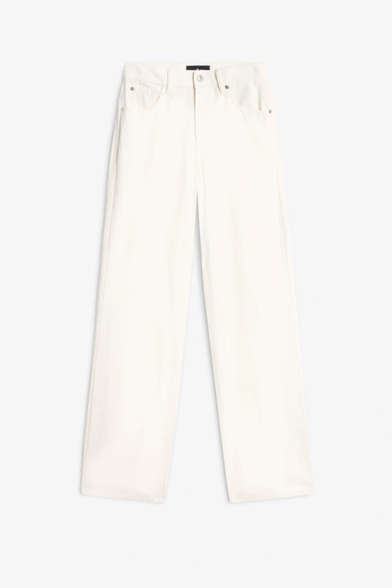 7 For All Mankind White Stovepipe Straight Leg High Waist Jeans