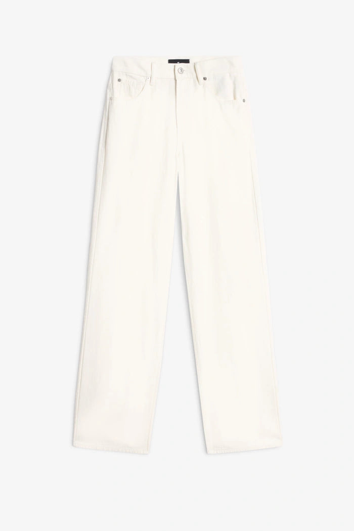 7 For All Mankind White Stovepipe Straight Leg High Waist Jeans